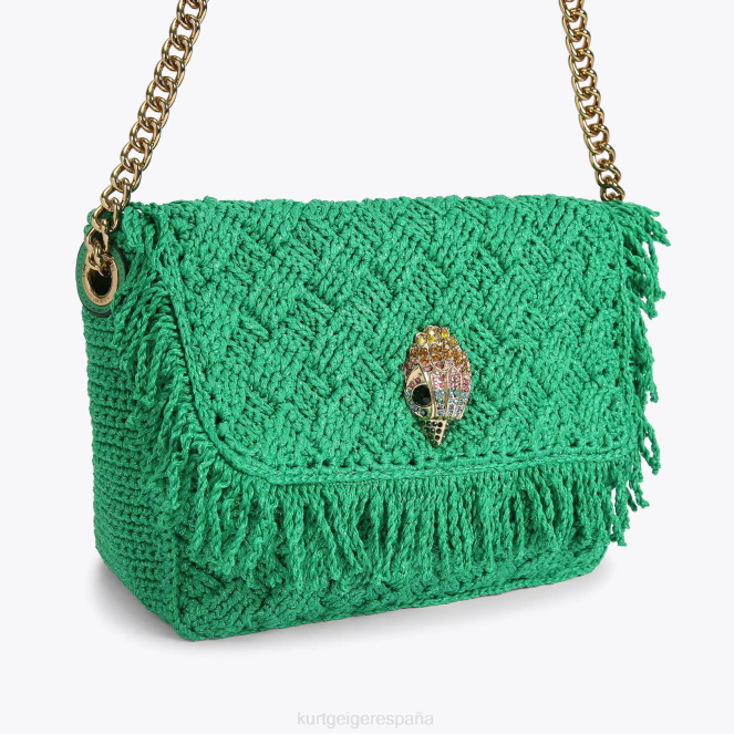 Kurt Geiger mujer flecos de crochet londres kensington 2LPR45 | bolsas verde